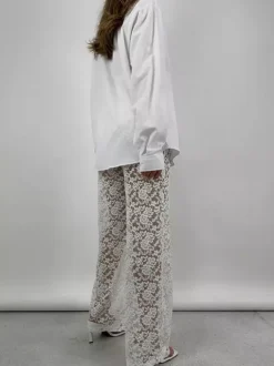 Pants White Lace Lace Natural Waist Straight Trousers