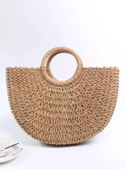 Paper Rope Woven Bag Casual Beach Handbag For Women 2026