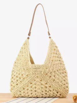 Paper Rope Woven Bag Large Capacity Vacation Shoulder Bag For Women 2026