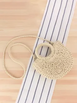 Paper Rope Woven Handbag Beach Vacation Crossbody Bag For Women 2026