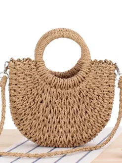 Paper Rope Woven Handbag Beach Vacation Crossbody Bag For Women 2026