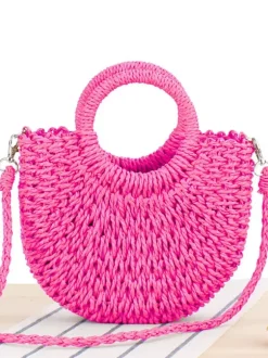 Paper Rope Woven Handbag Beach Vacation Crossbody Bag For Women 2026