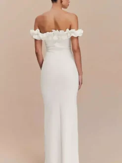 Party Dress Dresses Maxi Red Off-The-Shoulder Ruffles Chic Semi Formal Summer Dress