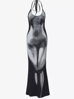 Party Dress Dresses Maxi Black Halter Lace Up Shaping Sexy Semi Formal Summer Dress