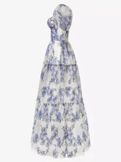 Party Dress Floral Off The Shoulder Tiered A-Line Elegant Prom Maxi Folklore Dresses