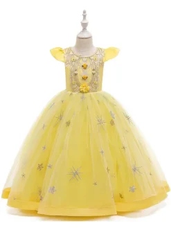 Party Dress For Christmas Red Polyester Fiber Sleeveless Christmas Holidays Princess Dress