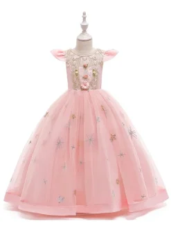 Party Dress For Christmas Red Polyester Fiber Sleeveless Christmas Holidays Princess Dress