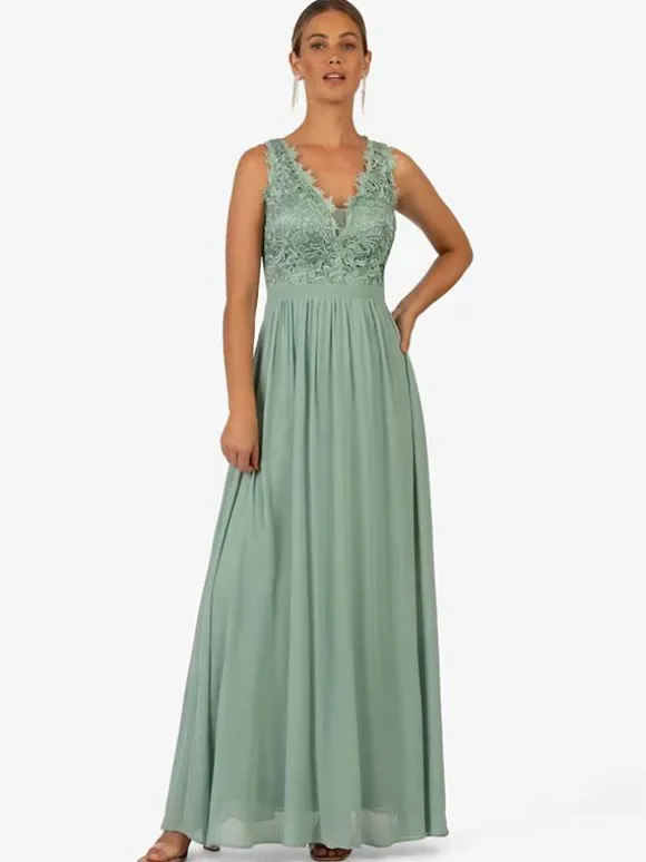 Party Dress For Mother Of The Bride V-Neck Sleeveless A-Line Lace Ankle-Length Guest Dresses For Wedding