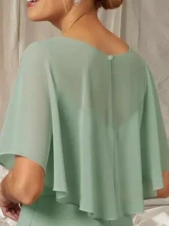Party Dress For Mother Of The Bride Jewel Neck Half Sleeves Ball Gown Ruffles Guest Dresses For Wedding