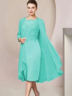 Party Dress For Mother Of The Bride Jewel Neck Short Sleeves A-Line Lace Tea-Length Guest Dresses For Wedding Free Customization