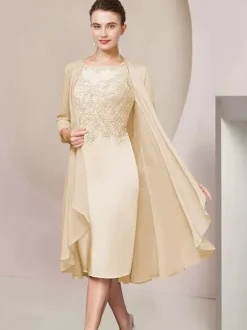 Party Dress For Mother Of The Bride Jewel Neck Short Sleeves A-Line Lace Tea-Length Guest Dresses For Wedding Free Customization