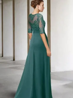 Party Dress For Mother Of The Bride Jewel Neck Sleeveless A-Line Lace Guest Dresses For Wedding Free Customization