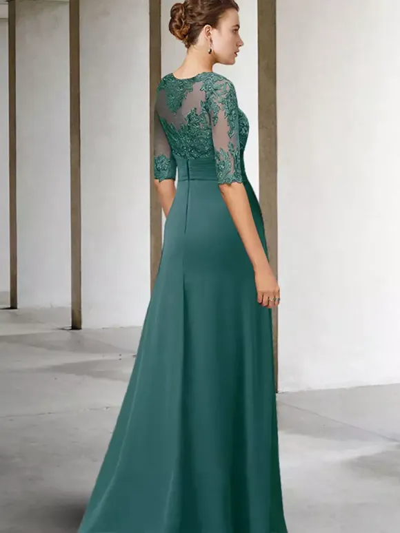 Party Dress For Mother Of The Bride Jewel Neck Sleeveless A-Line Lace Guest Dresses For Wedding Free Customization