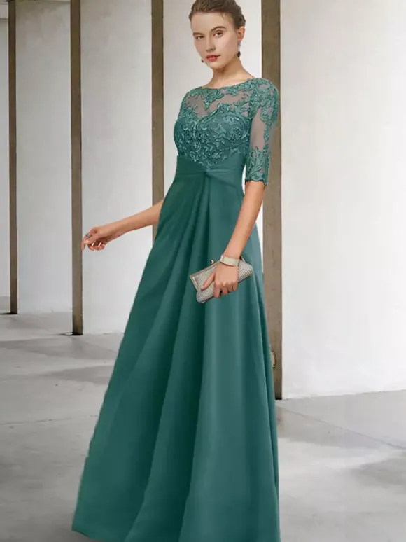 Party Dress For Mother Of The Bride Jewel Neck Sleeveless A-Line Lace Guest Dresses For Wedding Free Customization