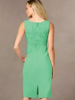 Party Dress For Mother Of The Bride Jewel Neck Sleeveless Short Lace Knee-Length Wedding Guest Dresses