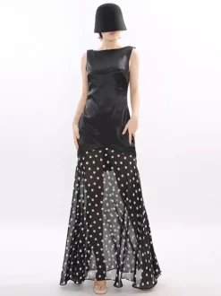 Party Dress Maxi Black Sleeveless Elegant High Rise Semi Formal Summer Dress