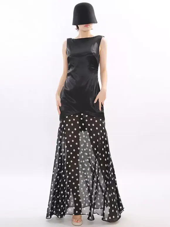 Party Dress Maxi Black Sleeveless Elegant High Rise Semi Formal Summer Dress