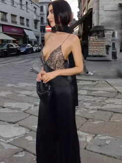 Party Dress Maxi Black Straps Neck Shaping Elegant Semi Formal Summer Dress