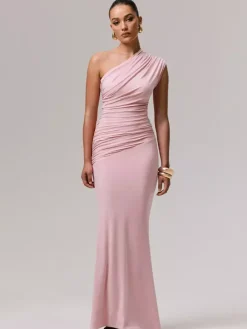 Party Dress Maxi Blue One-Shoulder Sleeveless Sexy Semi Formal Dress