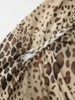Party Dress Maxi Leopard Halter Pleated Leopard Print Asymmetrical Chic Semi Formal Dress