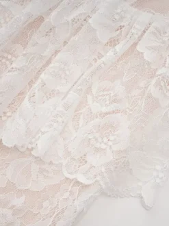 Party Dress Maxi White Stand Collar Lace Long Sleeves Shaping Flared Sleeves Chic Semi Formal Dress