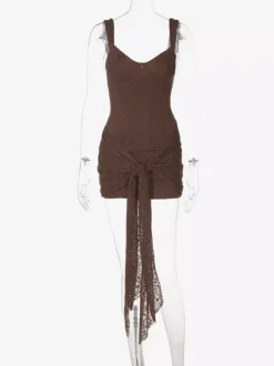 Party Dress Mini Black Straps Neck Lace Sleeveless Backless Casual Semi Formal Dress