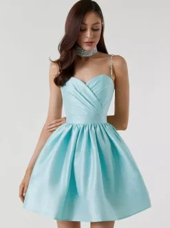 Party Dress Mini Royal Blue Straps Neck Zipper Sleeveless Backless Sweet Semi Formal Dress
