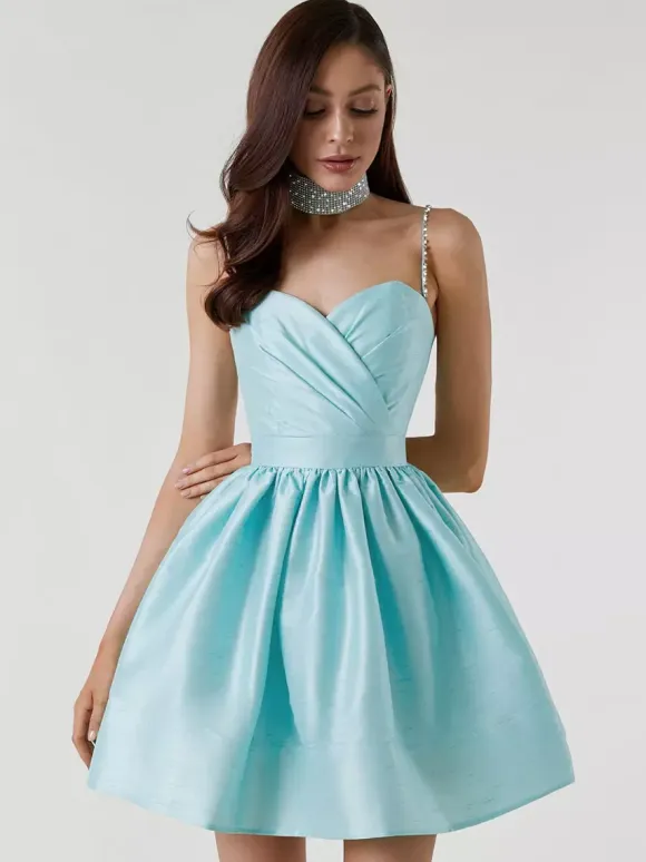 Party Dress Mini Royal Blue Straps Neck Zipper Sleeveless Backless Sweet Semi Formal Dress