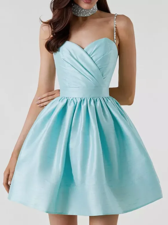 Party Dress Mini Royal Blue Straps Neck Zipper Sleeveless Backless Sweet Semi Formal Dress