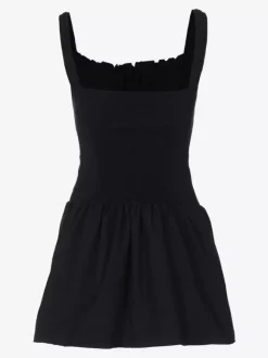 Party Dresses Mini White Straps Neck Lace Up Sleeveless Pleated Casual Semi Formal Dress