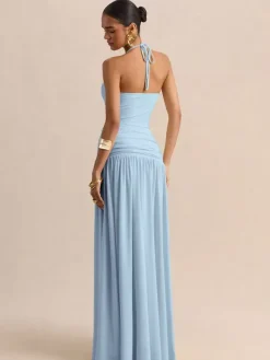 Party Dresses Yellow Straps Neck Short Sleeves Sexy Semi Formal Dress