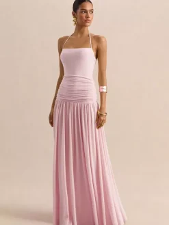 Party Dresses Yellow Straps Neck Short Sleeves Sexy Semi Formal Dress
