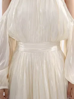 Party Maxi Dresses Apricot Sleeveless Open Shoulder Chic Semi Formal Summer Dress