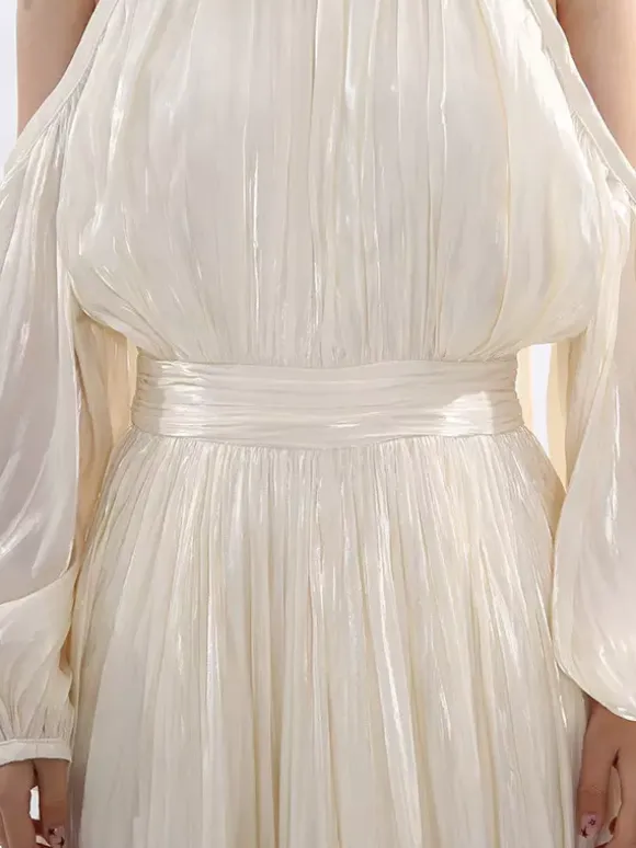 Party Maxi Dresses Apricot Sleeveless Open Shoulder Chic Semi Formal Summer Dress