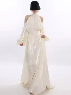 Party Maxi Dresses Apricot Sleeveless Open Shoulder Chic Semi Formal Summer Dress