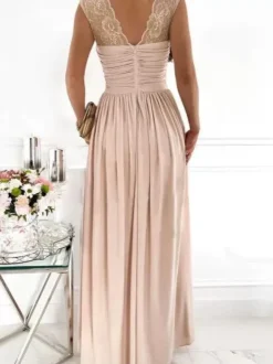 Party Dresses Apricot Sweetheart Neck Sleeveless Layered Prom Maxi Dress