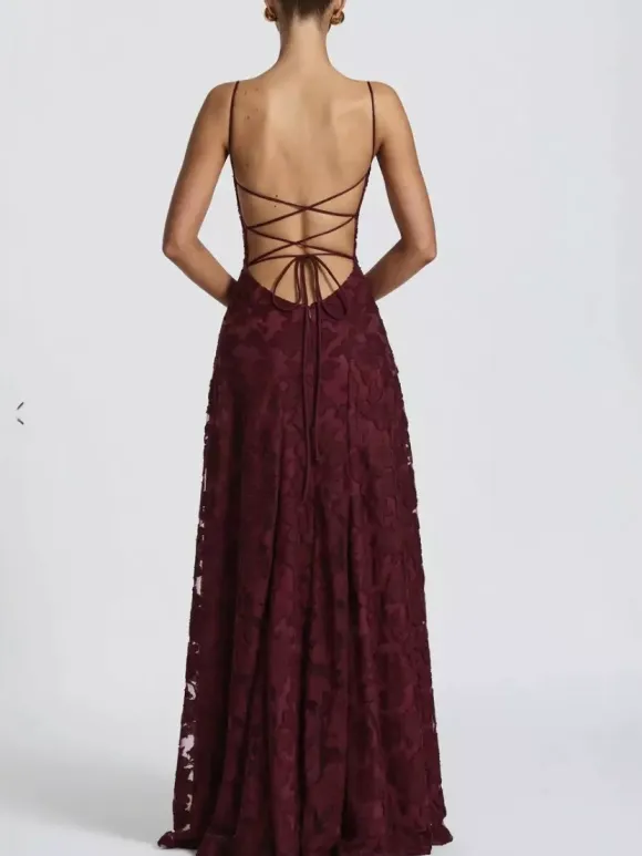 Party Dresses Jacquard Maxi Slip Dress With Backless Design For Summer Events 2026