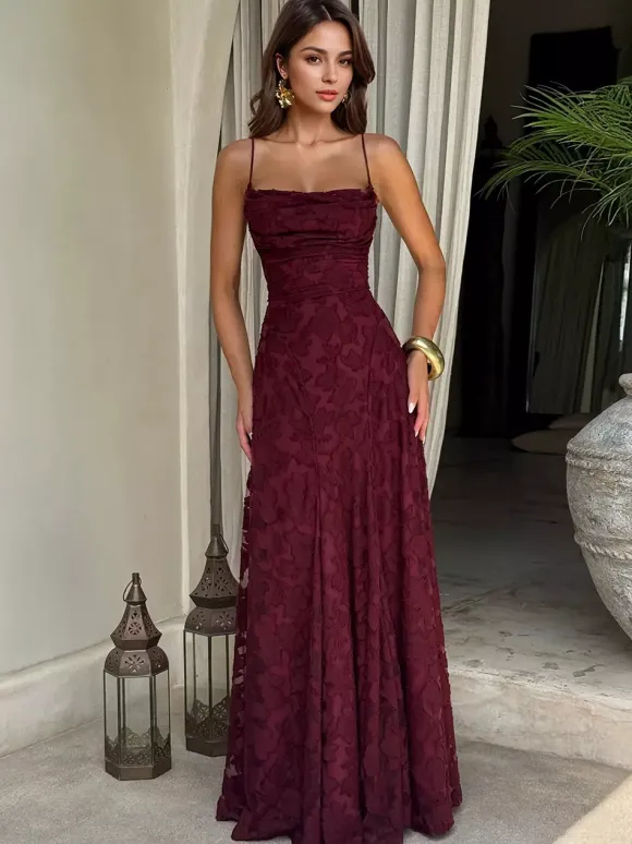 Party Dresses Jacquard Maxi Slip Dress With Backless Design For Summer Events 2026