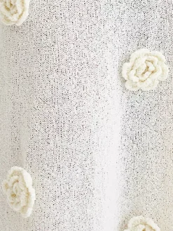 Party Dresses Shaping Flower Flowers Long Sleeves Off-The-Shoulder Casual White Dress