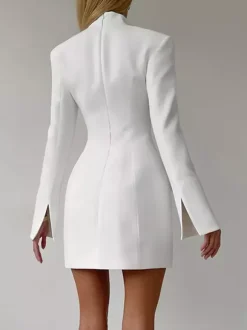 Party Dresses V Neck Button Pocket Slim Fit Elegant Evening Mini Dress