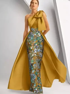 Party Dress For Mother Of The Bride Designed Neckline Sleeveless A-Line Sequins Floor-Length Wedding Guest Dresses