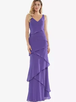 Party Dress For Mother Of The Bride V-Neck Sleeveless A-Line Ruffles Wedding Guest Dresses