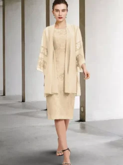 Party Dress For Mother Of The Bride Jewel Neck Sleeveless A-Line Lace Wedding Guest Dresses Free Customization