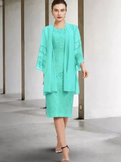 Party Dress For Mother Of The Bride Jewel Neck Sleeveless A-Line Lace Wedding Guest Dresses Free Customization