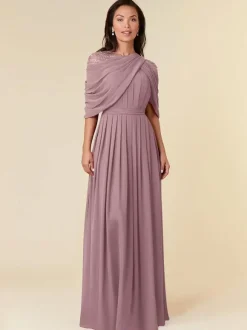 Party Dress For Mother Of The Bride Jewel Neck Sleeveless A-Line Beaded Floor-Length Wedding Guest Dresses