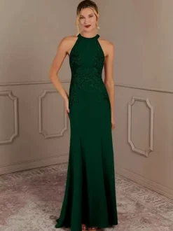 Party Dress For Mother Of The Bride Halter Sleeveless Mermaid Beaded With Train Guest Dresses For Wedding