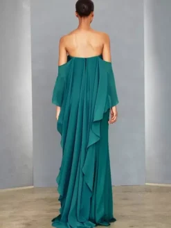 Party Dress For Mother Of The Bride Strapless Sleeveless Mermaid Floor-Length Wedding Guest Dresses