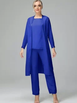 Party Dress For Mother Of The Bride Square Neck Long Sleeves Two-piece Wedding Guest Dresses