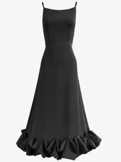 Party Dress Lilac Spaghetti Strap Backless Cupcake Edge Prom Midi Dresses