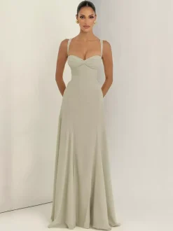 Party Dress Maxi Beige Halter Pleated Sleeveless Backless Chic Semi Formal Dress